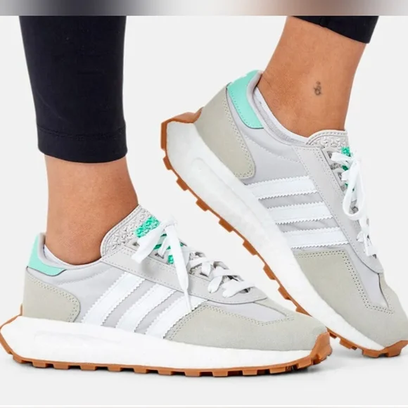 adidas gazelle silver green womens adidas Women's Retropy E5 Shoes, Grey One/Cloud White/Pulse Mint main image 0